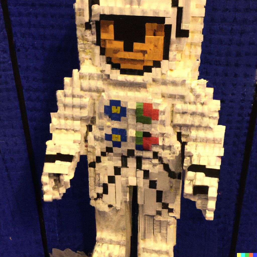 an astronaut, made from LEGO bricks